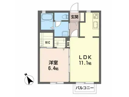 シャーメゾン・シュシュII(1LDK/2階)の間取り写真