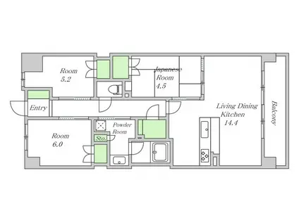 大阪ベイレジデンス(3LDK/11階)の間取り写真