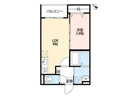 ヴィラクレール神戸(1LDK/3階)の間取り写真