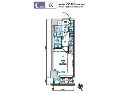 リヴシティ初台(1K/3階)の間取り写真
