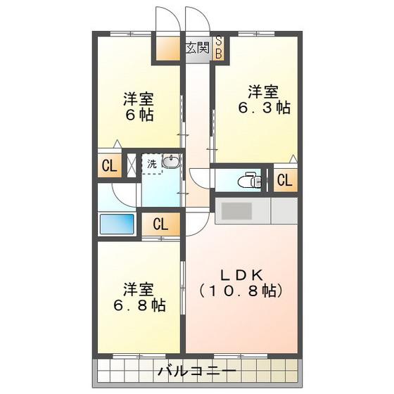 サンパレス(3LDK/2階)の間取り写真