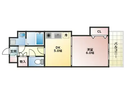 クリーデンス新大阪(1DK/2階)の間取り写真