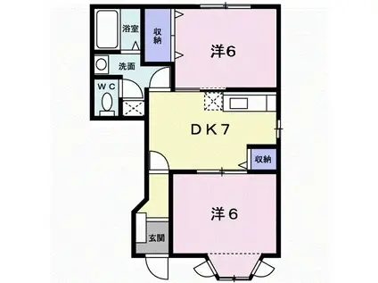 サンセール保崎(2DK/1階)の間取り写真