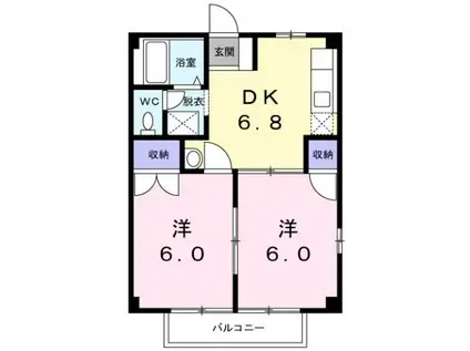 ベルポート(2DK/1階)の間取り写真