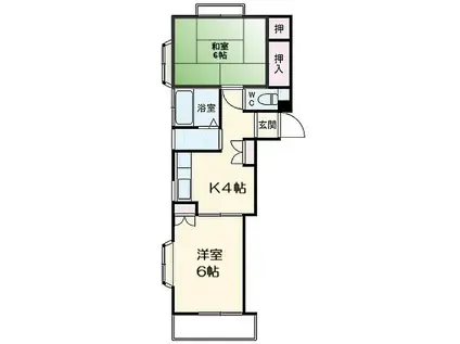スカイヴィレッジII(2K/1階)の間取り写真