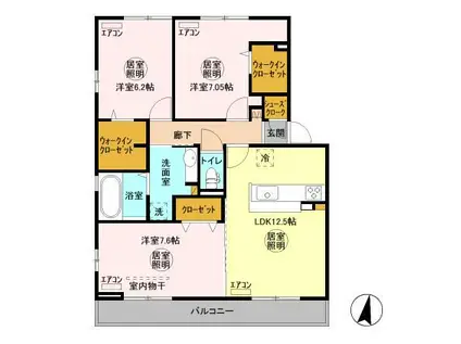 ルチアーナ(3LDK/2階)の間取り写真