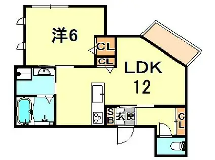 ヒルズ中山手(1LDK/1階)の間取り写真