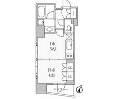 ディームス大手町ノース(1DK/7階)の間取り写真