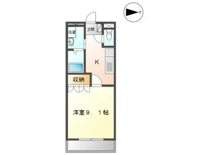 ボナールB(1K/1階)の間取り写真