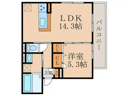 ラフィーネ丹波橋(1LDK/3階)の間取り写真