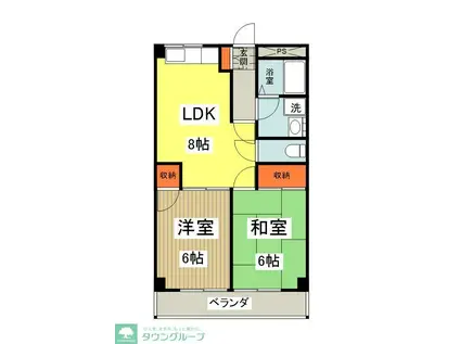 アビニオン(2LDK/2階)の間取り写真