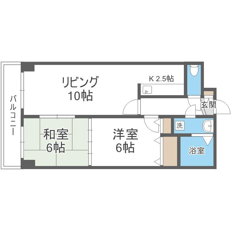 コスモ本町(2LDK/5階)の間取り写真