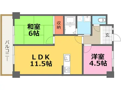 第4共立ビル(2LDK/5階)の間取り写真