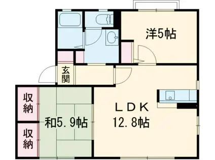 花ぞ野ローズガーデンC棟(2LDK/1階)の間取り写真