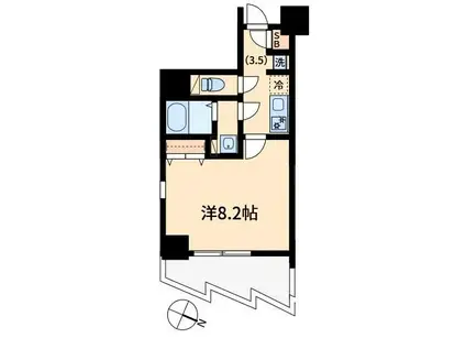 オモチデ扇大橋(1K/4階)の間取り写真