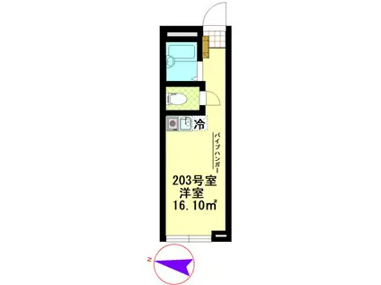 ラテール武蔵野(ワンルーム/2階)の間取り写真
