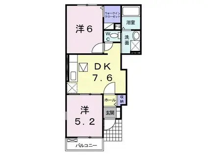 アヴニール II(2DK/1階)の間取り写真