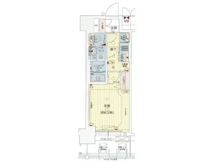 プレサンスOSAKA DOMECITYビーツ(1K/4階)の間取り写真