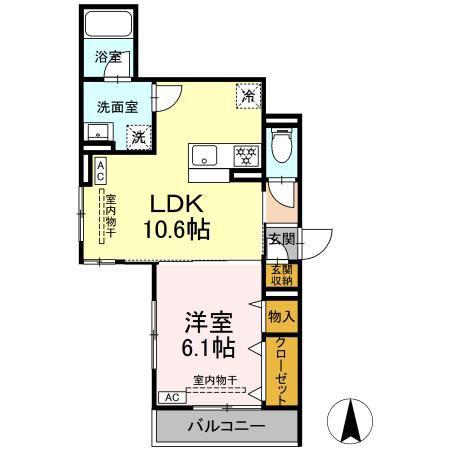 パラディーゾ湘南(1LDK/3階)の間取り写真