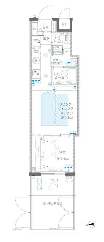 ZOOM信濃町(1LDK/1階)の間取り写真