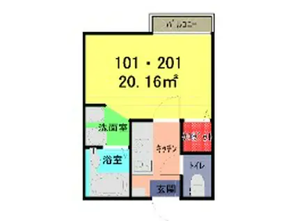 アークヴィラ春日部(1K/1階)の間取り写真