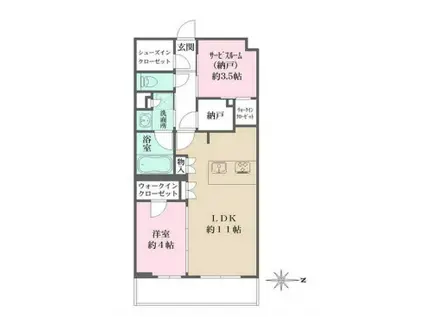 LA PERLA JIYUGAOKAII(1SLDK/1階)の間取り写真