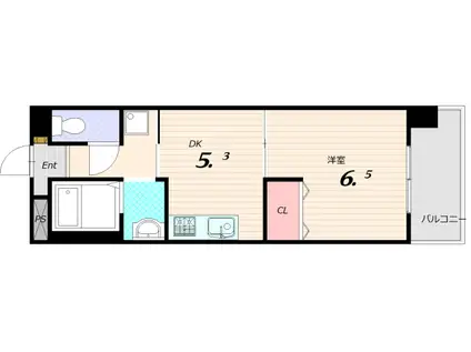 ウエストアヴェニュー(1DK/2階)の間取り写真