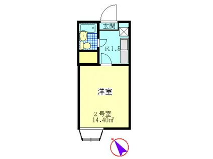 グリーンコート下落合(1K/2階)の間取り写真