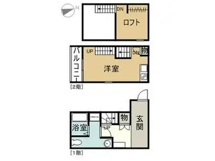 ポルト・ボヌールU II(1SK/1階)の間取り写真