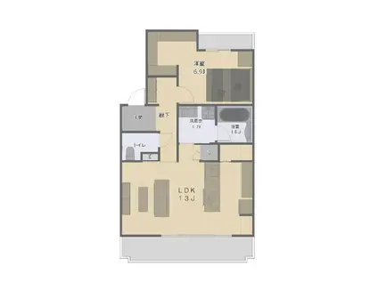 ビアンエスポアール(1LDK/2階)の間取り写真