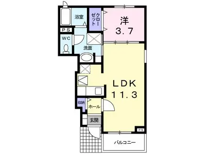 ハ-モニ-スクエアA(1LDK/1階)の間取り写真