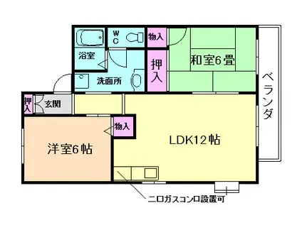 アメージングエステートII(2LDK/1階)の間取り写真