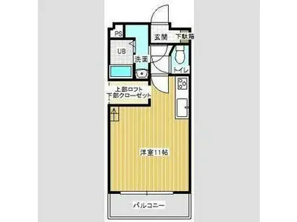 ウッドベルスクエアA棟(ワンルーム/2階)の間取り写真