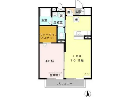 リシェスSERI(1LDK/2階)の間取り写真