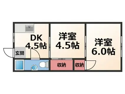 福寿マンション2号館(2K/3階)の間取り写真