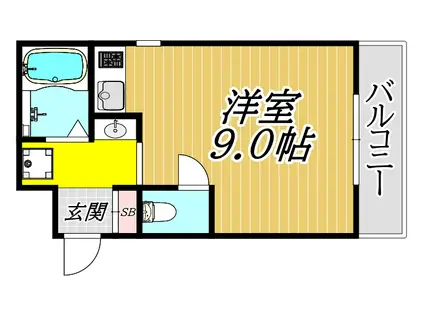 キューブ南塚口II(ワンルーム/3階)の間取り写真