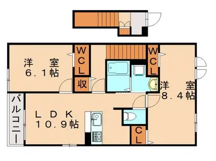 カルディナ(2LDK/2階)の間取り写真