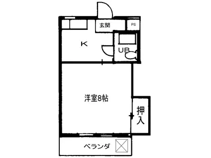 メルシーハイツ(1K/2階)の間取り写真