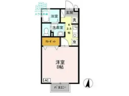 ヴィクトワールK II棟(1K/2階)の間取り写真