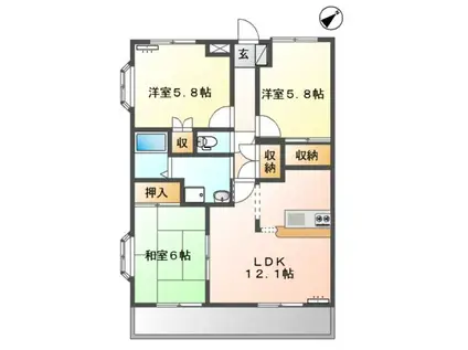 サバーイ・デイ・ビラ(3LDK/2階)の間取り写真