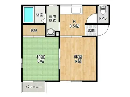 ラフォーレ松原 I(2K/2階)の間取り写真