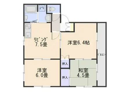 カーサ・デ・アキ(3DK/2階)の間取り写真