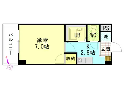 エスペランサミト(1K/5階)の間取り写真