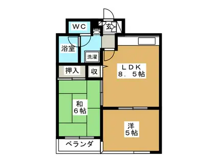 ガーデン欣志ビル(2LDK/7階)の間取り写真