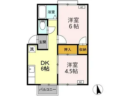 メゾンしばた(2DK/2階)の間取り写真