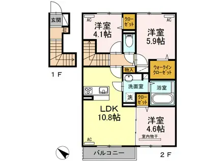 パシフィックハイツミスミII(3LDK/2階)の間取り写真
