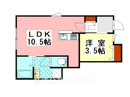 上三緒アパート B棟(1LDK/1階)の間取り写真