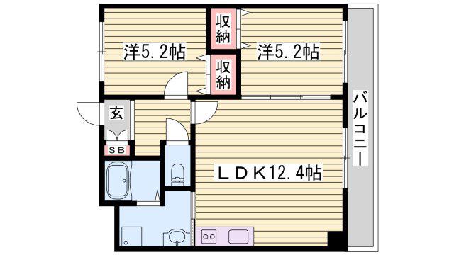 シャトー御立(2LDK/2階)の間取り写真