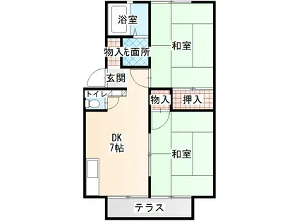 ワイズカデル(2DK/1階)の間取り写真