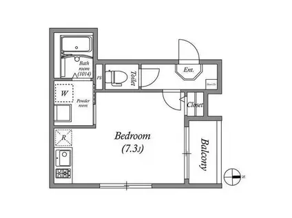 ハーモニーテラス庄内幸町(ワンルーム/2階)の間取り写真